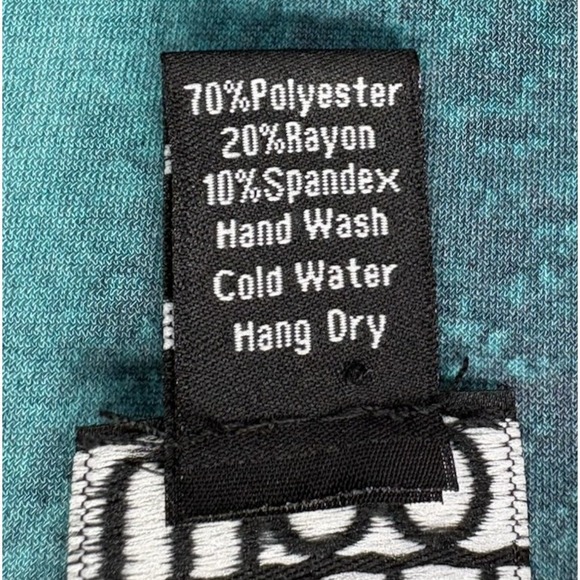 Clara Sun Woo Women S Top Asymmetrical Abstract Colorful Artsy Lagenlook Teal - Picture 7 of 8